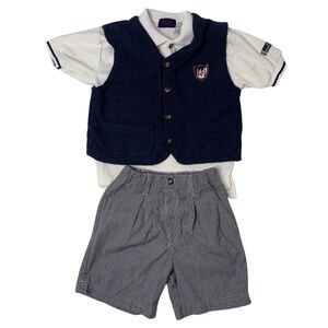 VTG 90s Y2K Kid Code 3-Piece Set Sweater Vest Polo Shorts Boy’s Size 6